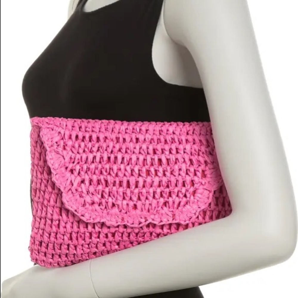 New Blush Pink Straw Clutch, Women’s Raffa Woven Handbags, Resort Vacation